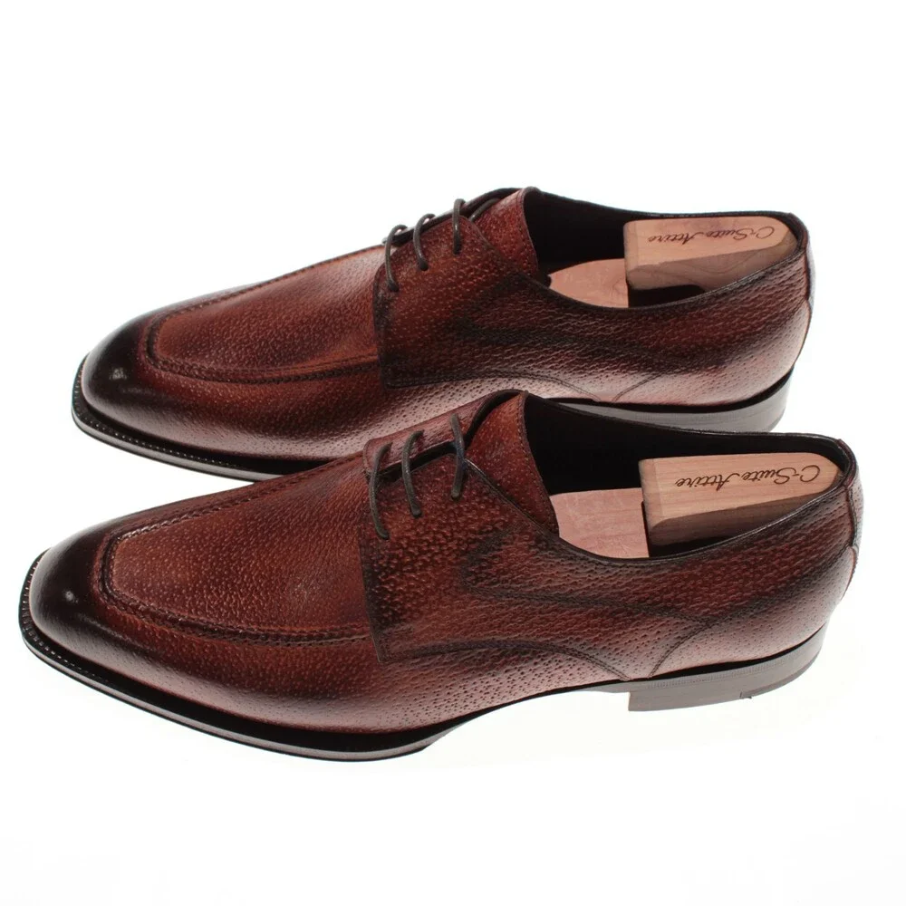 Di Bianco NWB Derby Dress Shoes Size 42.5 (US 9.5) in Brown Peccary Leather